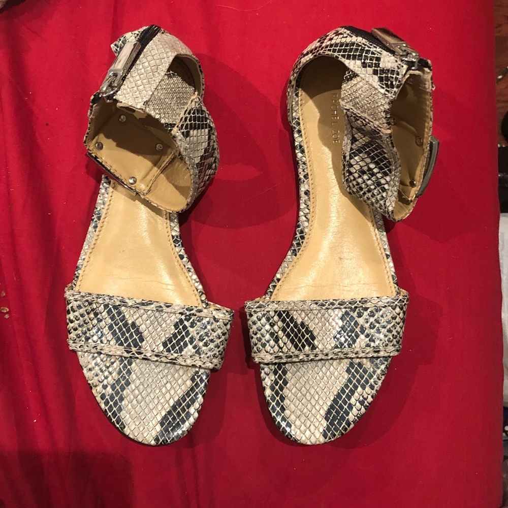 Rachel Zoe snake pattern sandals